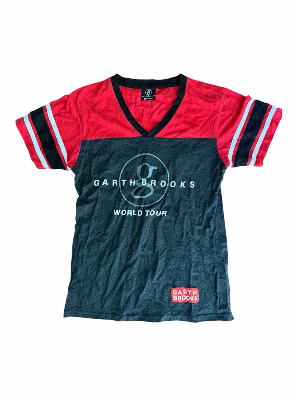 Ladies Garth Brooks Black & Red World Tour V-Neck Tee
